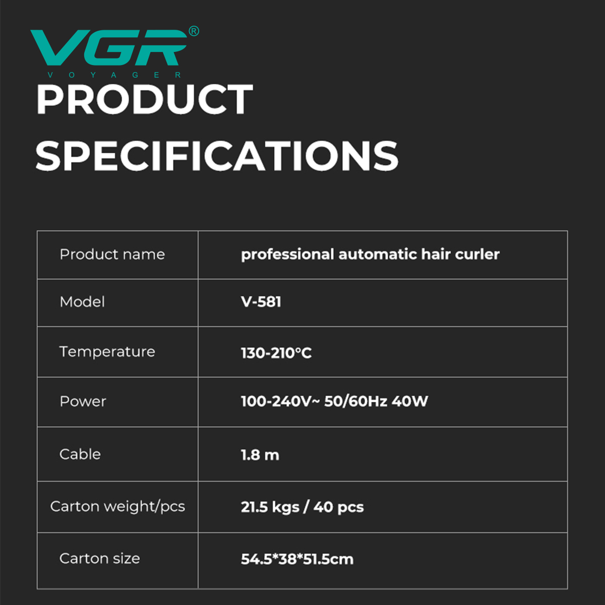مكواة تجعيد الشعر الأوتوماتيكية VGR V-581 - الصورة 9
